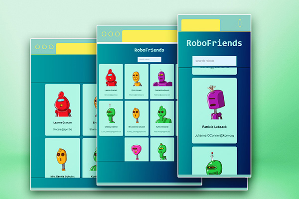 RoboFriends scales to tablet and phone sizes